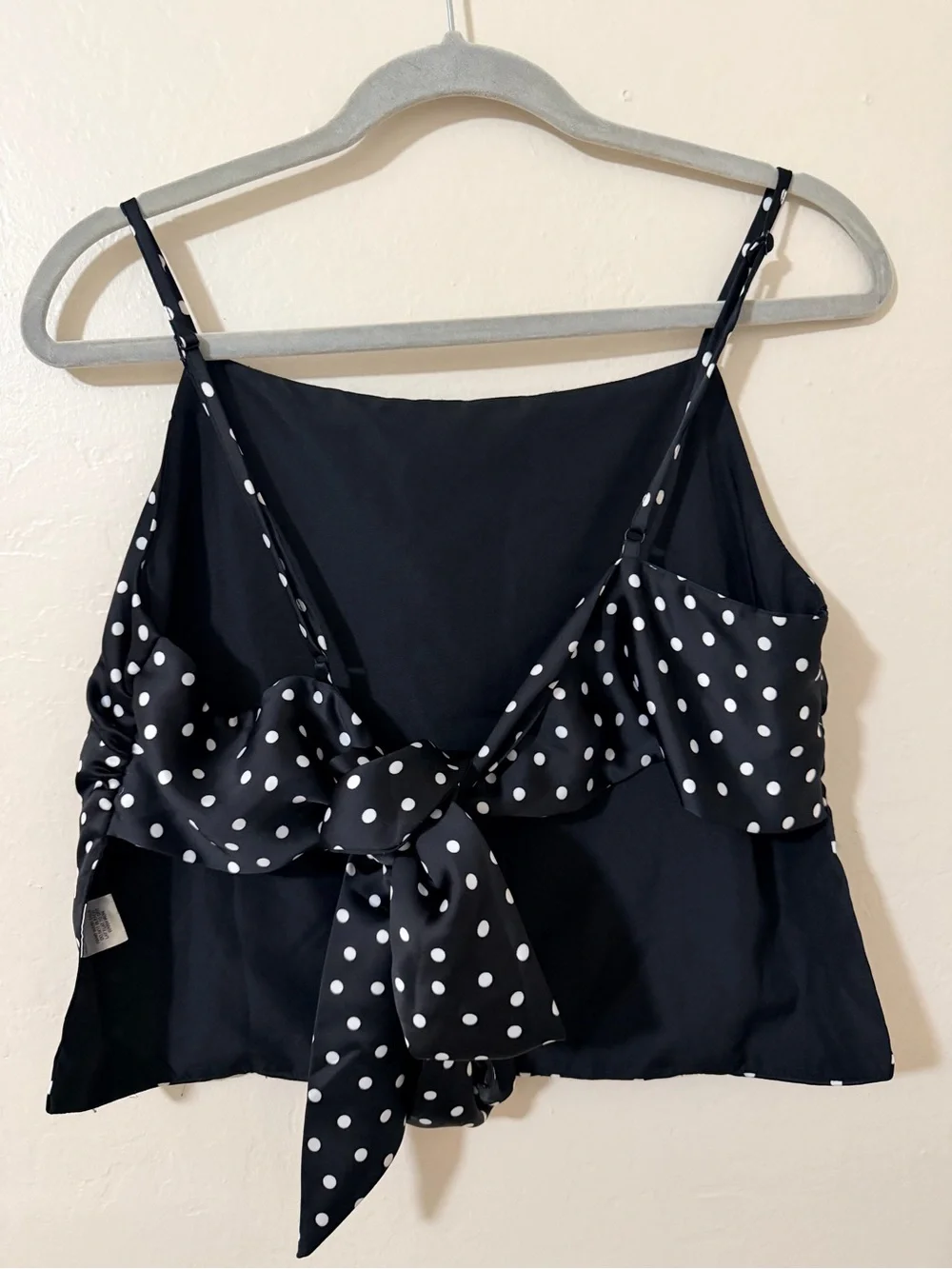 House of Harlow 1960 Black and White Polka Dot Spaghetti Strap Camisole - Picture 5 of 5